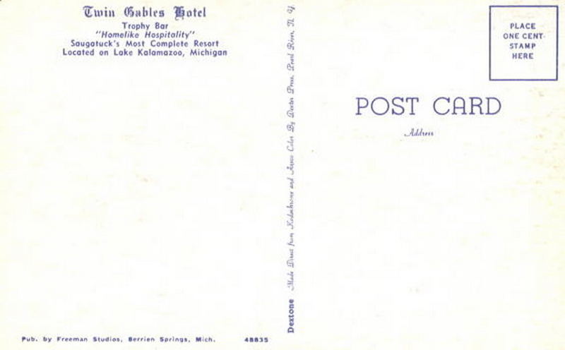 Hotel Saugatuck (Twin Gables Hotel) - Vintage Postcard (newer photo)